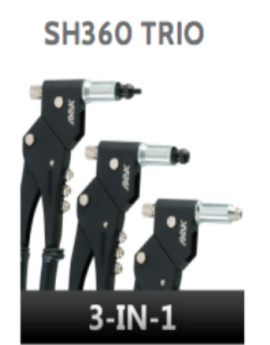 SH360 Trio: Remache 3 en 1 de cabeza giratoria, tuerca de remache y remache de remache (estándar)