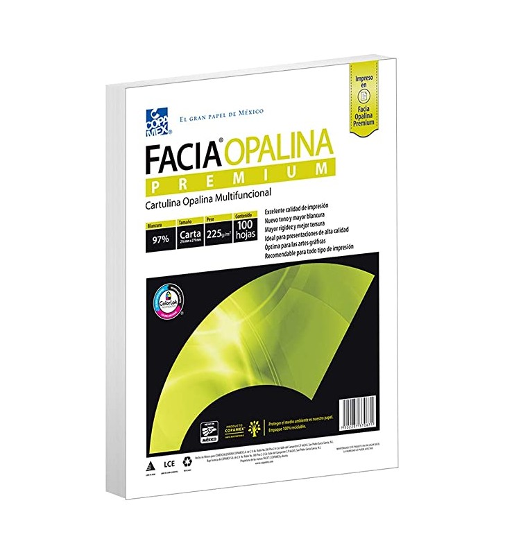 Cartulina Opalina Multifuncional  21.5 X 28 CM Paquete de 100 Hojas