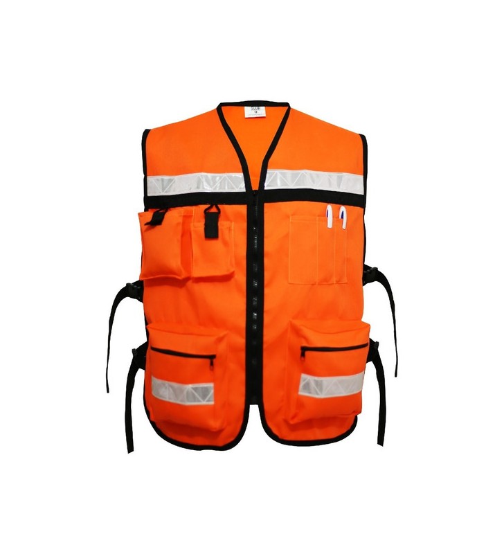 Chaleco de Seguridad Industrial y Bordado Logo Personalizado Talla Chica Color Naranja