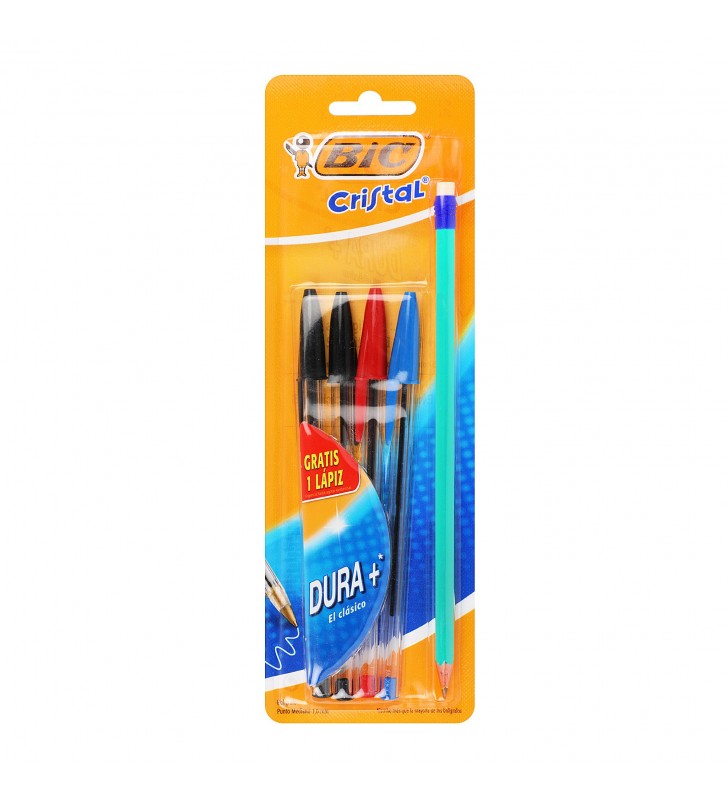 Boligrafo Clasico Bic 4 piezas + 1 Lapiz