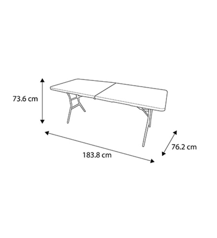 Mesa Plegable 183.8 X 76.2cm (72.36x30”) Color Blanco