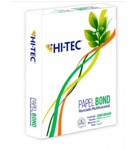 Papel Bond Reciclado Multifuncional Tamaño Carta 21.5X27.9 Contenido 5000 Hojas HI-TEC