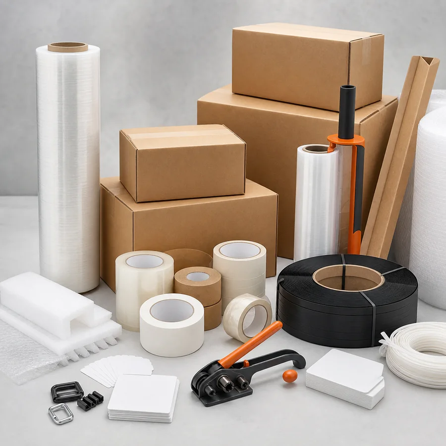 Materiales de empaque, embalaje y almacen